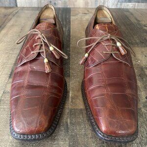 David Eden Square Toe Alligator Oxford Dress Shoes Mens 12